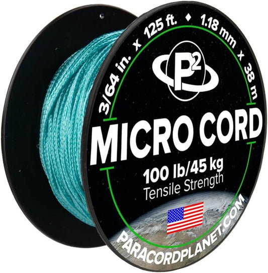 Micro Paracord - Thin Braided Crafting Cord for Fishing & DIY Projects | 125 ft - Turquoise