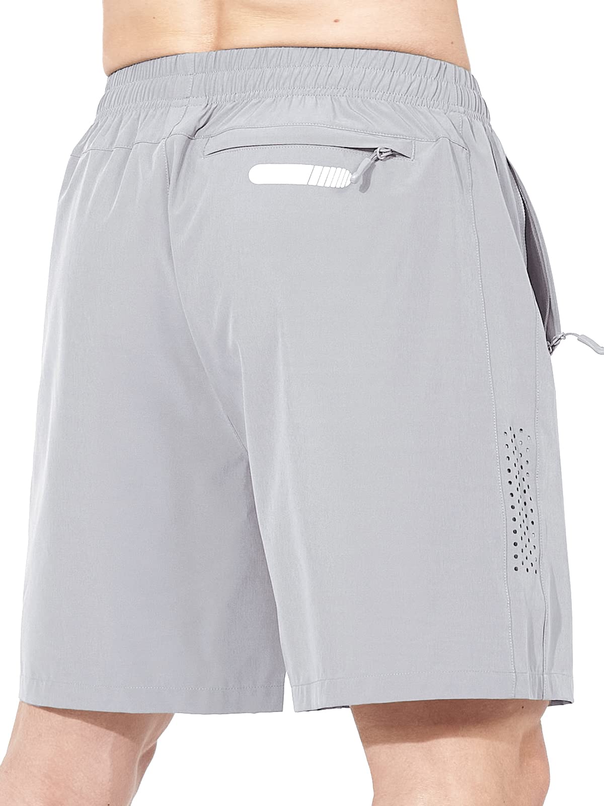NORTHYARD Men's Athletic Running Shorts Gym Workout 7"/9"/5" Quick Dry Lightweight Sports Basketball Tennis 3 Zipper Pockets Grey 2XL