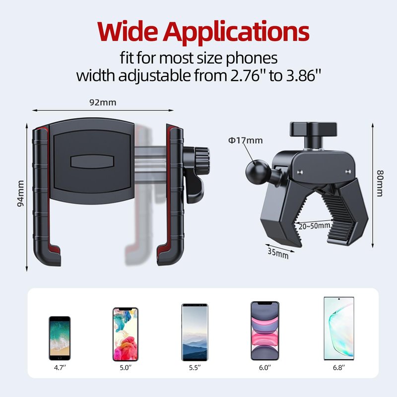 KLASHE Universal Golf Cart Phone Mount Holder - Compatible with Most Smartphones & Golf Carts - Adjustable, Secure, Easy to Install