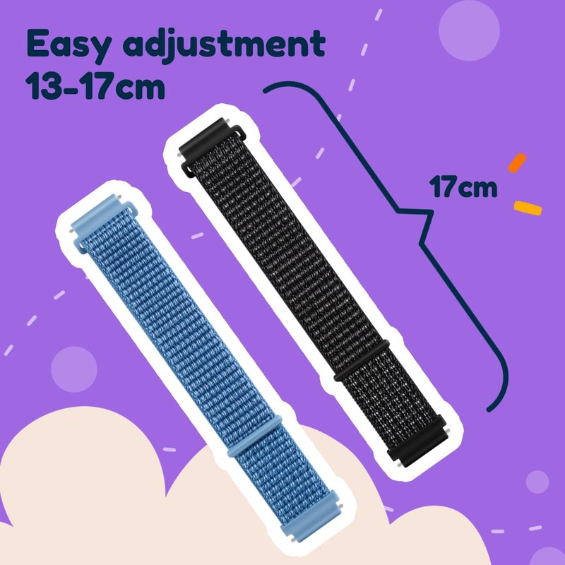 LYSANDRA 2 Pack Adjustable Nylon Watch Band, Quick Release Sport Loop Strap Compatible with Bark Watch 1.5 Inches (2 Pack-A)