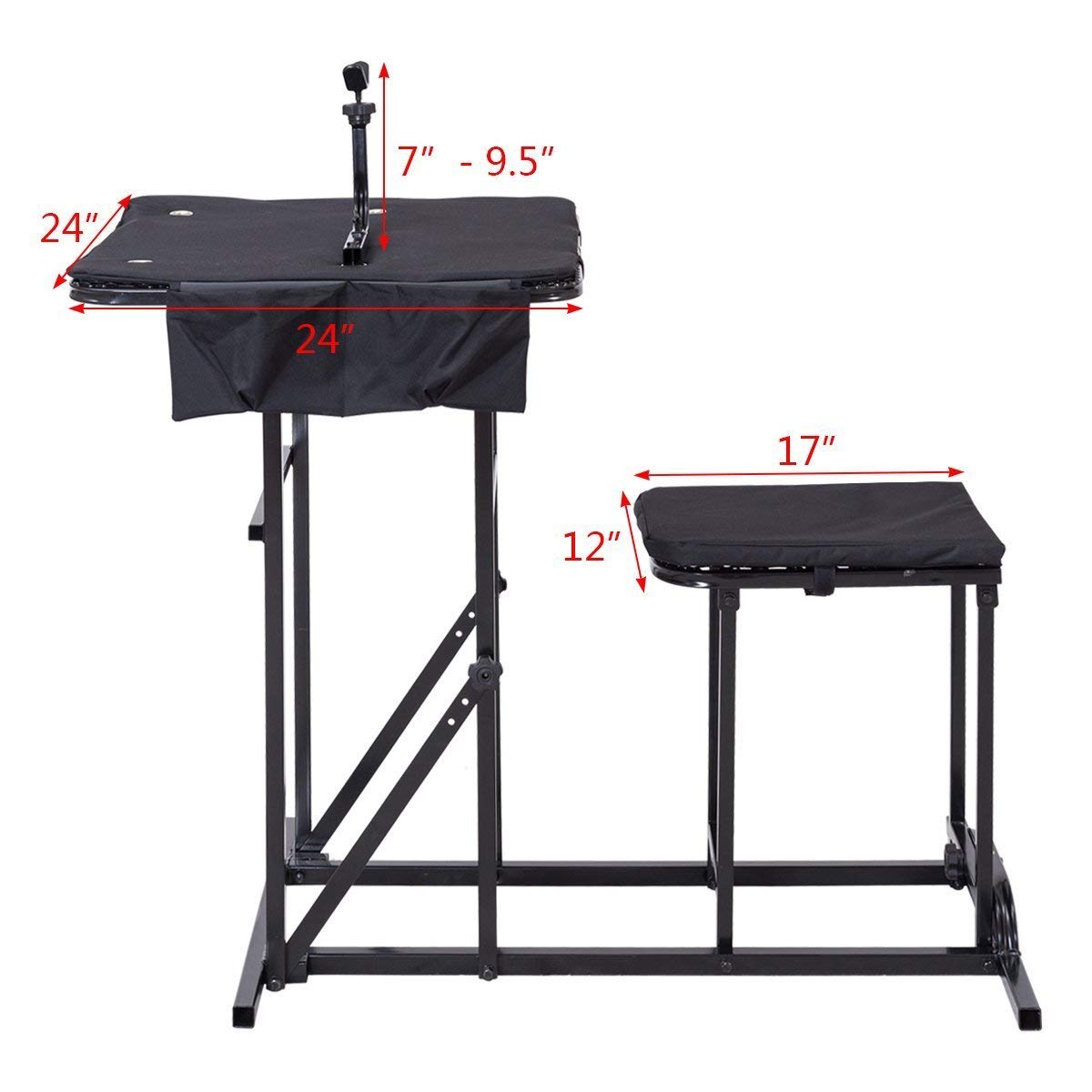 Goplus Foldable Shooting Table, Height Adjustable Shooting Bench with Adjustable Gun Rest, Ammo Pockets, Padded Seat, Portable Shooting Bench Rest for Rifles, Hunting, Outdoor