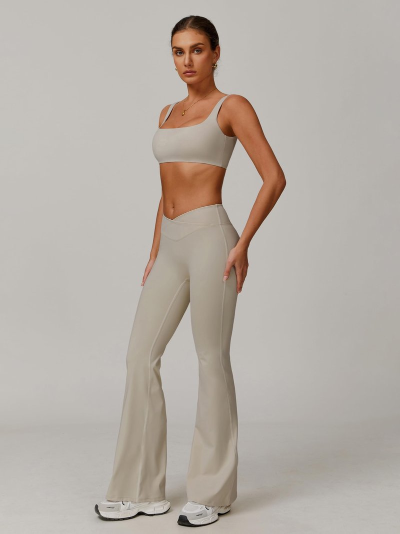 AGYMNX 2 Piece Workout Sets for Women Crossover High Waisted Flare Leggings Gym Yoga Outfit Stretchy Sports Bra Set