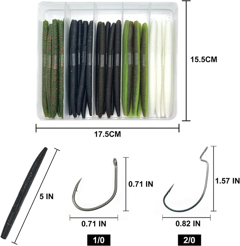 Senko Wacky Worms - Soft Plastic Fishing Lures for Bass | 30pcs, 4-5 Inch Rubber Worms