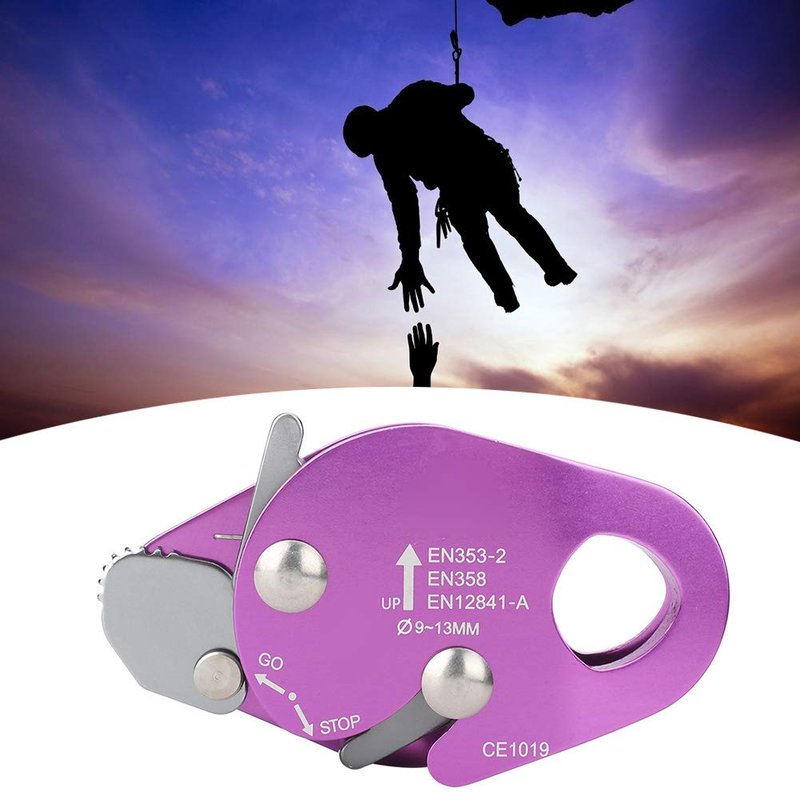 Alomejor Climbing Descender, self Braking Compact Rope Descender Aluminum Construction for Climbers Mountaineers Rescue Teams