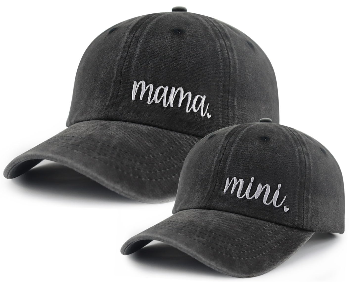 Goyklrb 2PCS Mama and Mini Hats, Mom and Daughter Outfits Baseball Cap, Funny Embroidered Mom and Son Matching Outfits Cap for Mama Mommy Women Kids Child