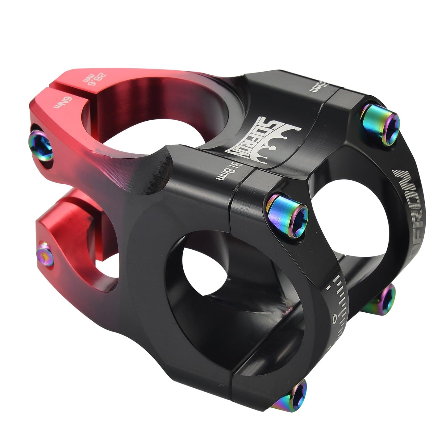 SOFRON 31.8 * 28.6mm Bike Stem, 35mm Short MTB Stem, Handlebar Riser for Mountain Bike, Ultra-Light CNC Aluminum Alloy, Red-Black
