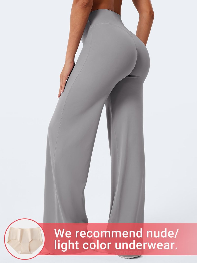 YEOREO Workout Leggings Womens No Front Seam Straight Leggings 33" High Waist Buttery Eddiy Gym Yoga Pants Gray M