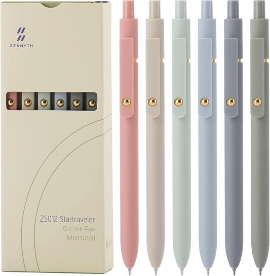 Gel Pens - 6 Pcs 0.5mm Quick Dry Black Ink Fine Point - Smooth Writing Office & School Supplies for Women