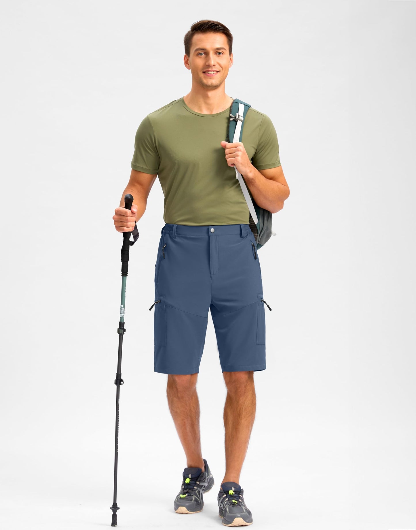 Pudolla Men's Hiking Shorts 11" Lightweight Cargo Work Shorts for Men Summer Travel Golf Casual Outdoor with 5 Pockets(Dark Navy 3X-Large)