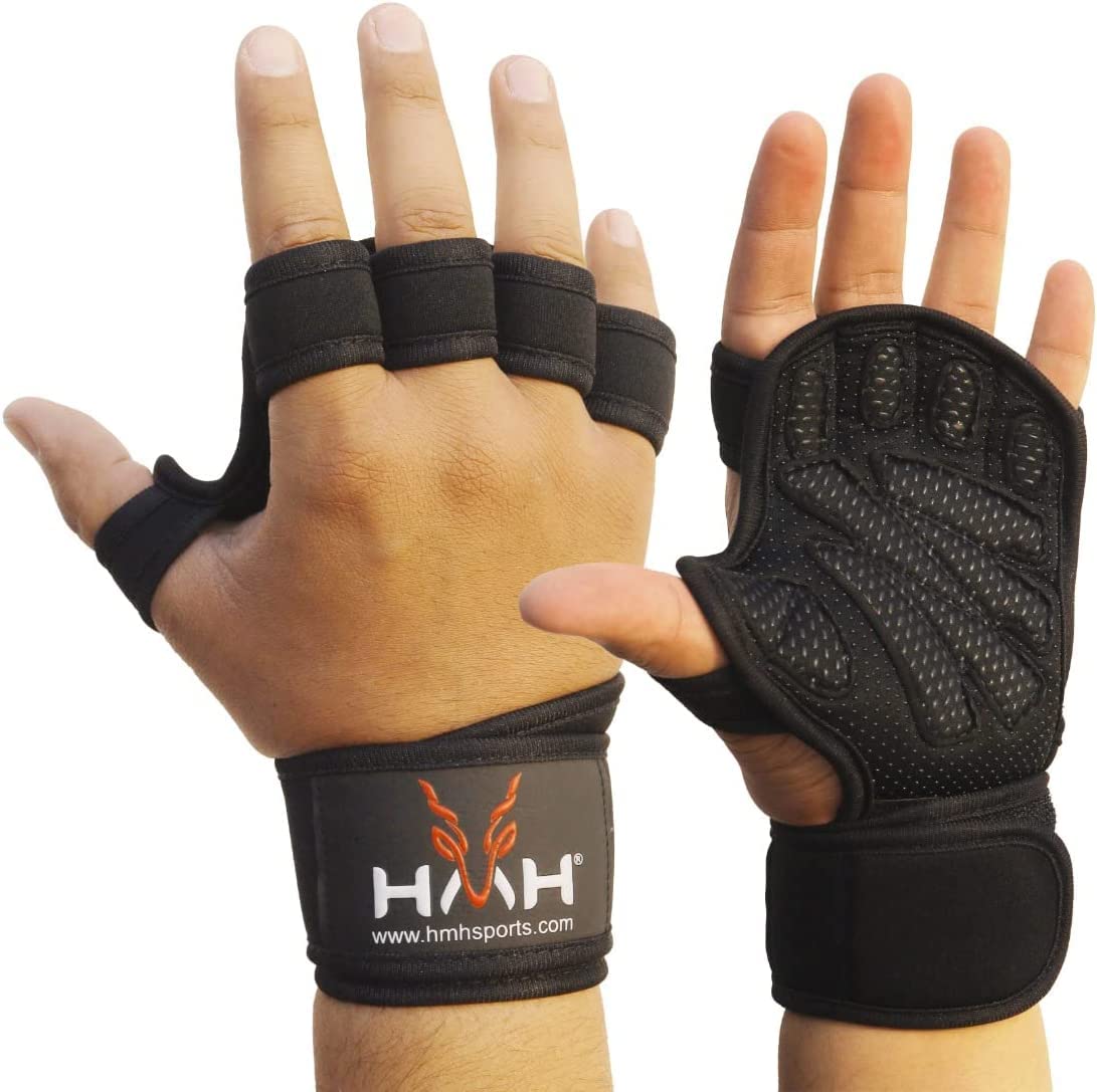 HMH Sports Workout Gloves Weight Lifting Gym Gloves for Men Women Wrist Support Padded Adjustable & Ventilated Grip Palm Protection Exercise Fitness Gloves, Pull ups