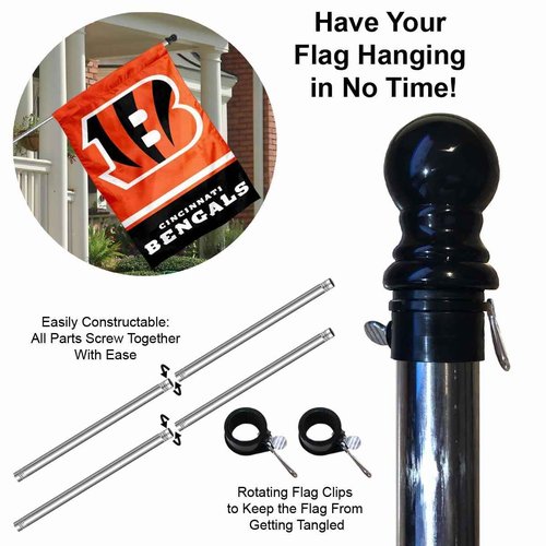 Bengals Banner House Flag and 5 Foot Flagpole Set