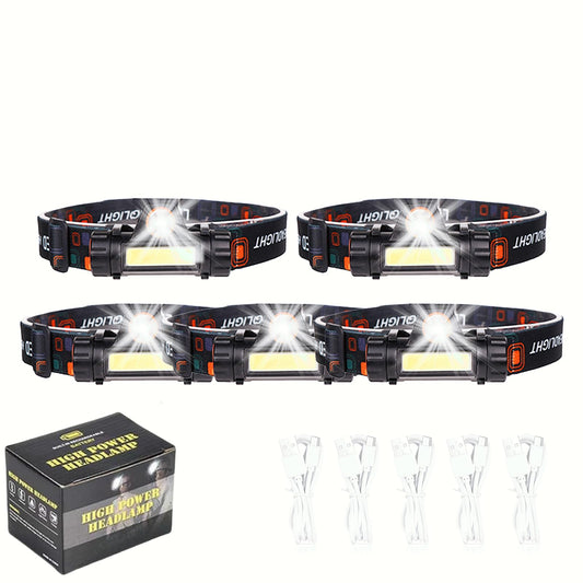 Flyxiregg Head lamp Rechargeable 5pack,High Light LED Headlamp,Suitable for Adult use,Waterproof Headlamp，Suitable for Camping, Mountaineering, Hiking, Fishing at Night Other Outdoor Activities