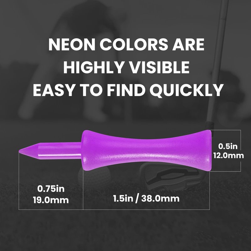 Amy Sport Golf Castle Tees Plastic Consistent Height 2 1/4 Inch Value 100 Pack, Unbreakable Step Down Reusable Tee for Par 3 Holes Practice in Orange Pink Purple (Purple)