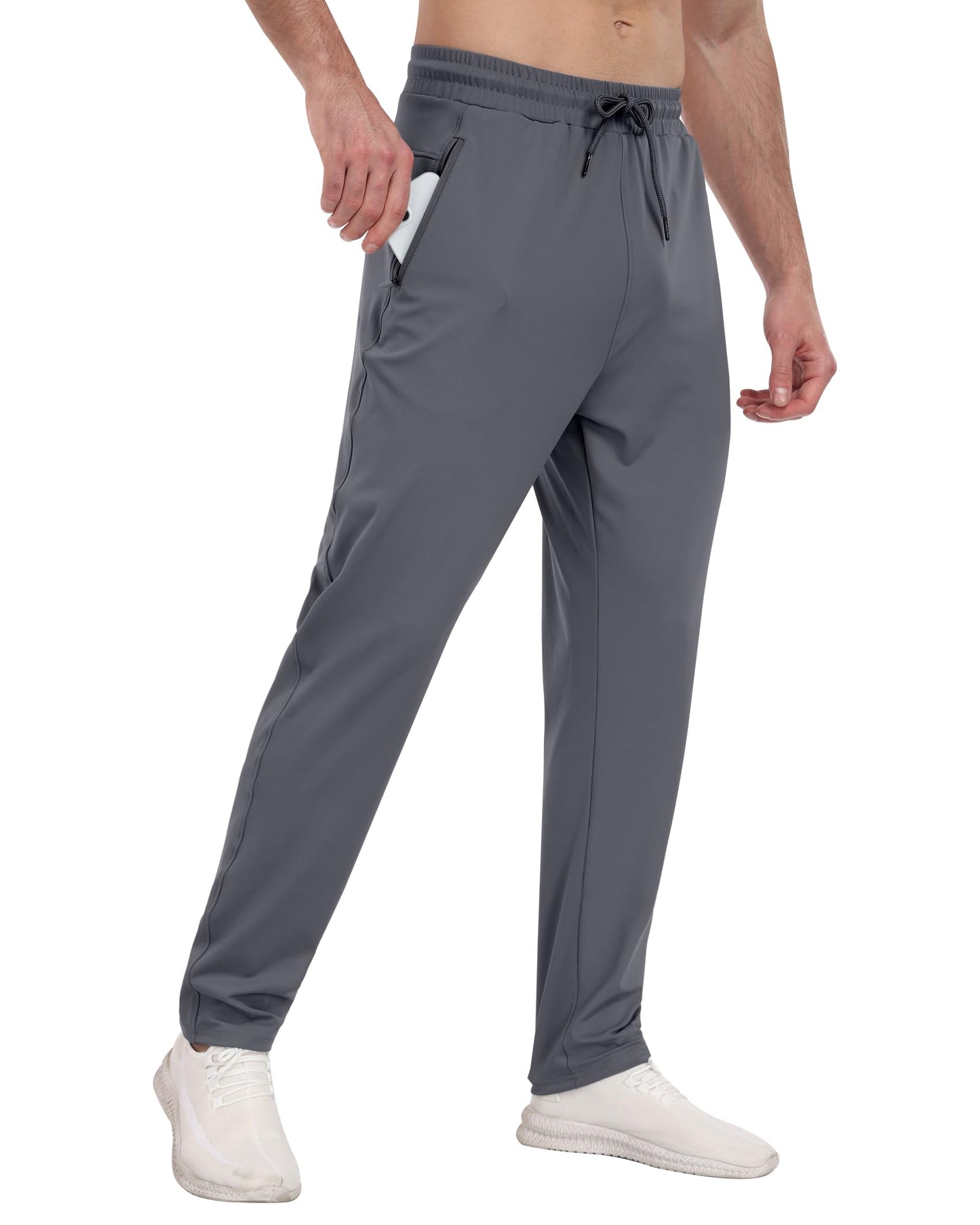PARISDIARY 3 Pack Mens Athletic Sweatpants with Zipper Pockets,Workout Gym Joggers Pants for Men Running Jogging Pants-BlackDark GrayNavy-L