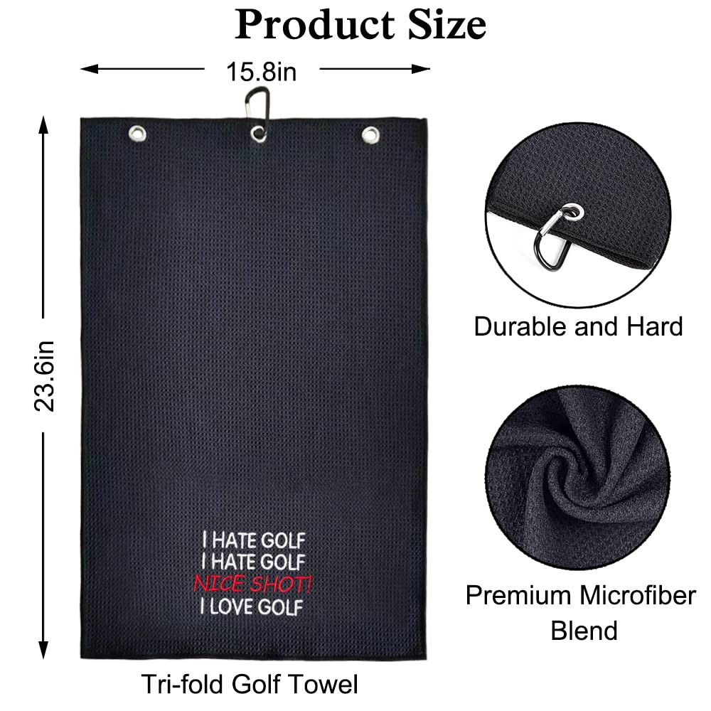 DYJYBMY Nice Shot I Love Golf Towel with Clip, Funny Golf Accessories for Men Women, Embroidered Sports Towels for Golf Lovers, Father's Day Birthday Retirement Gifts for Uncle Grandpa Dad Husband