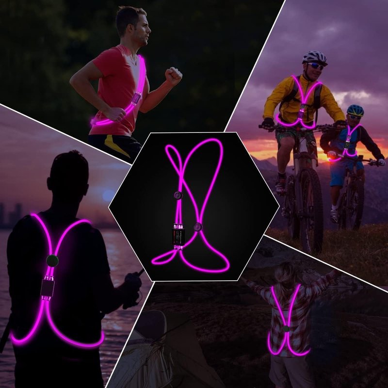 esonstyle LED Reflective Vest, Safety USB Rechargeable Running Vest for Men or Women, Three Light Modes, Waterproof LED Light Vest for Running, Cycling or Walking