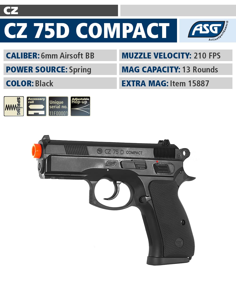 ASG CZ 75D Compact Black 6mm Airsoft Spring Pistol