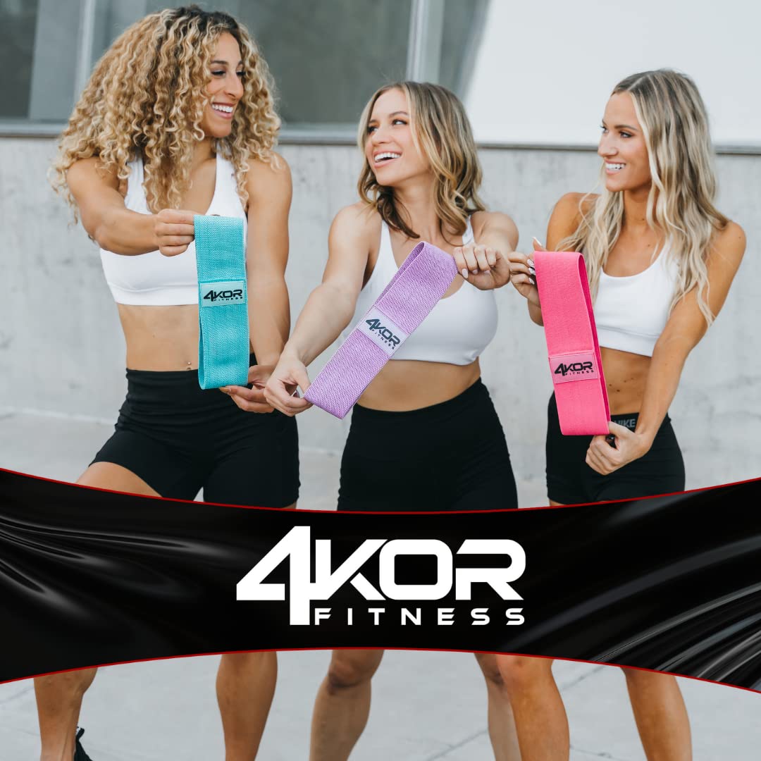 4KOR Hip Bands (3 Grippy: Pink, Aqua, Lavender) XHeavy, Medium, and Light Resistance Levels for Activating HIPS and Glutes