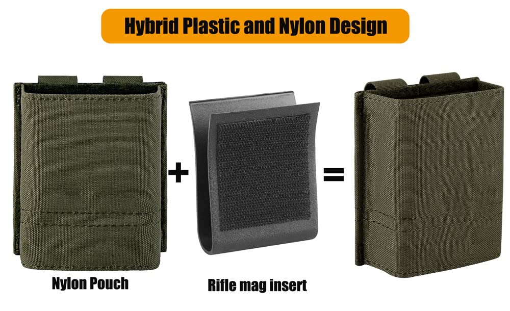 KRYDEX 5.56 Magazine Pouch,MOLLE Mag Holder with Quick Release Magazine Pouch Insert (RG)