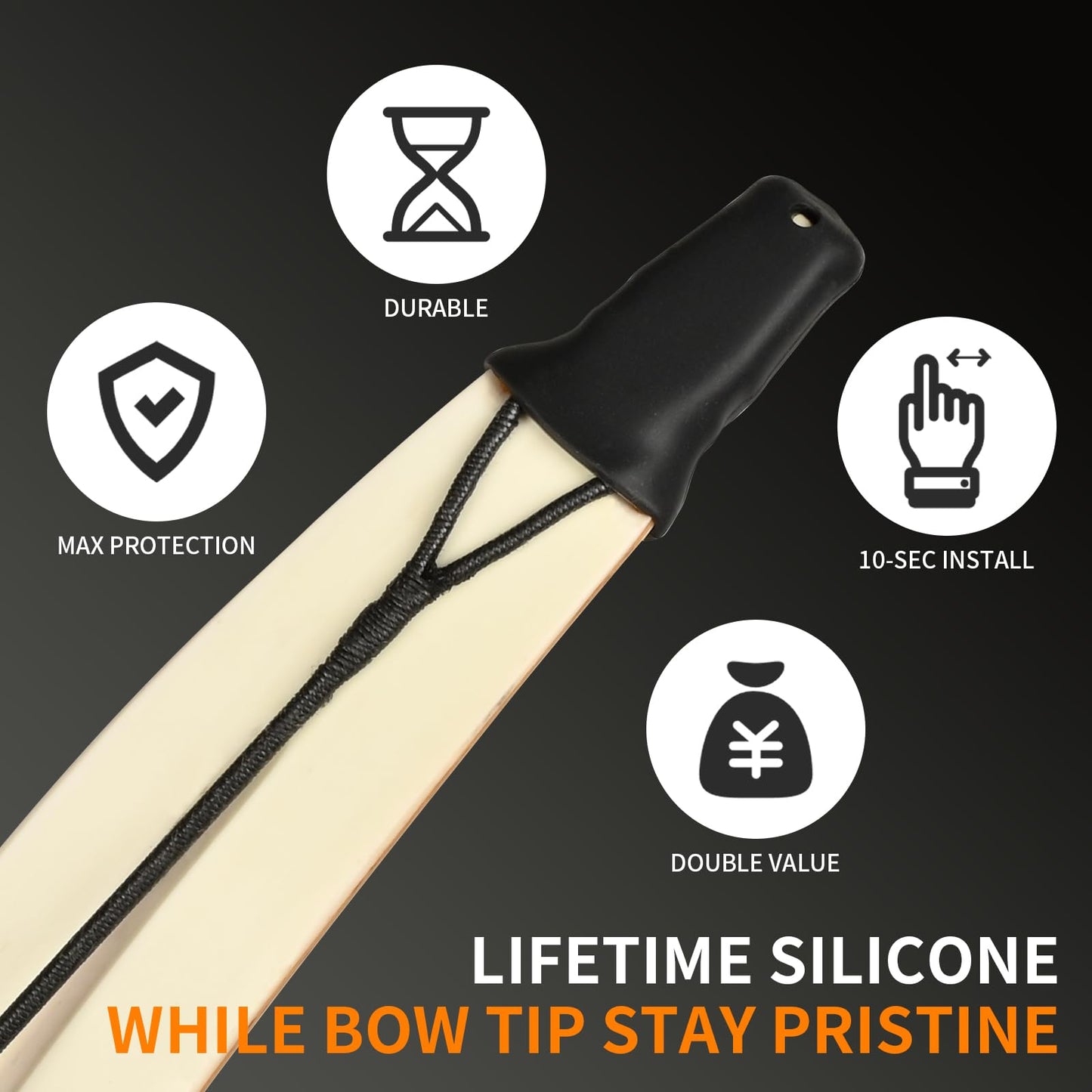 SPG 4 Pack Recurve Bow Tip Protector - Bow Limb Tip Protector Silicone Archery Bow Limb Tip Guard Protection for Recurve Longbow Outdoor Target Practice Recurve Bow Accessories