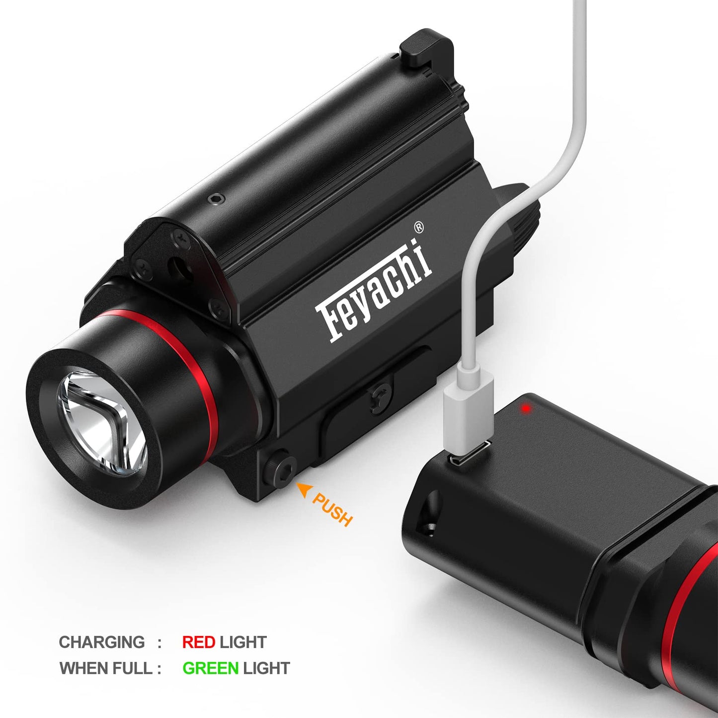Feyachi LF-69 Red Laser Flashlight 1000 Lumen LED Weapon Light Combo with Picatinny Rail Mount for Pistol Rifle Rechargeable
