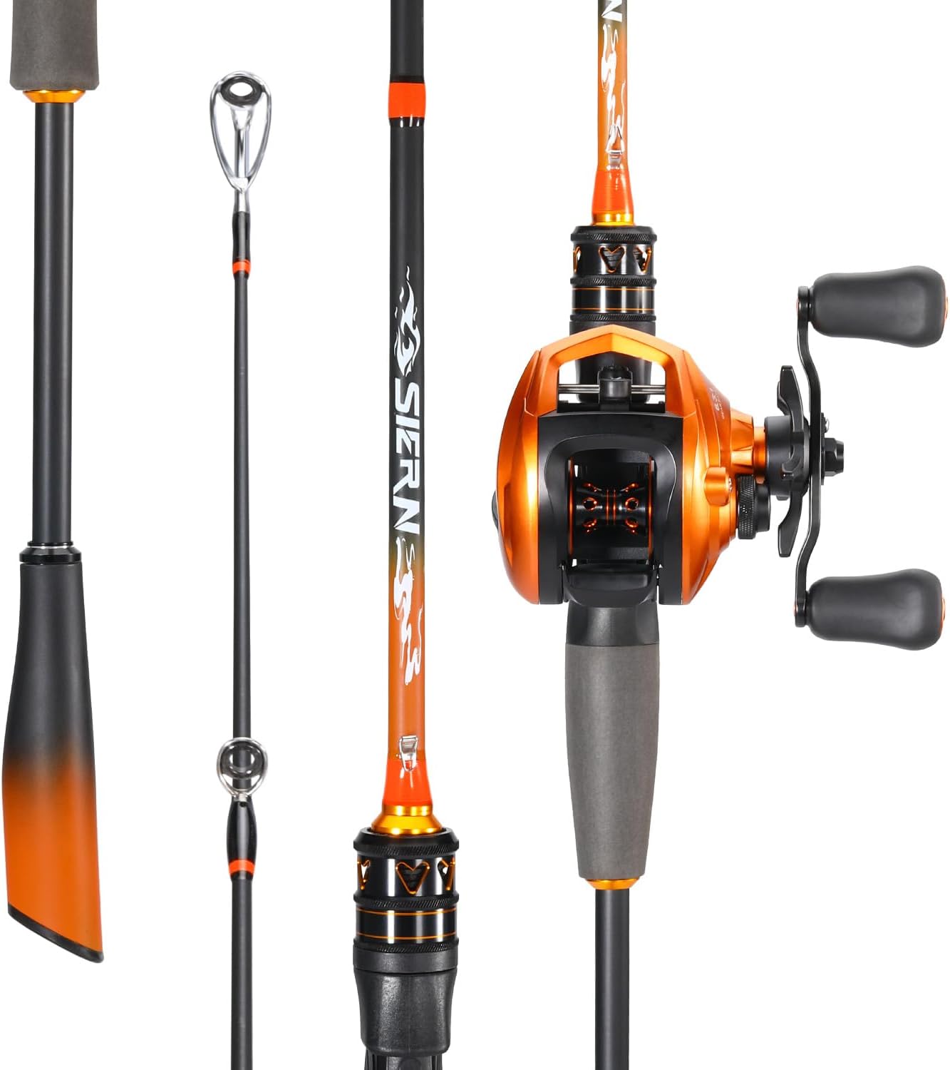 Sougayilang Baitcaster Combo - IM6 Graphite 2-Piece Fishing Rod with 6.3:1 Gear Ratio | Perfect for Bass, Walleye, Catfish