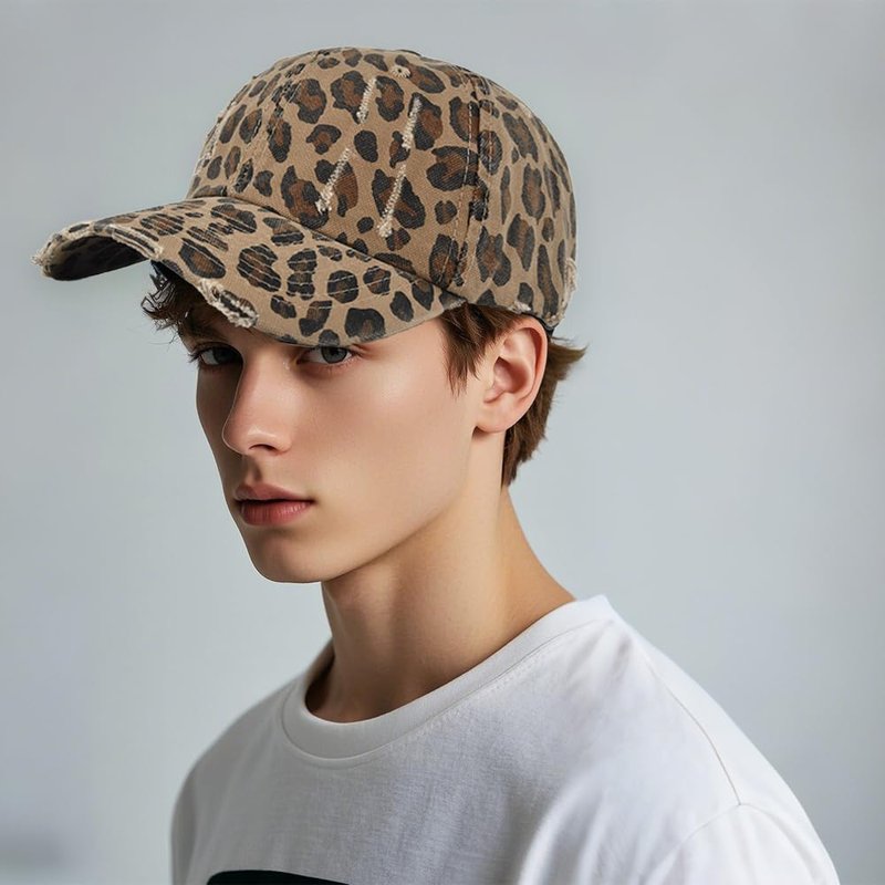 Leopard Baseball Cap for Men Women Adjustable Cotton Trucker Hats Dad Hat Classic Low Profile Plain Cap