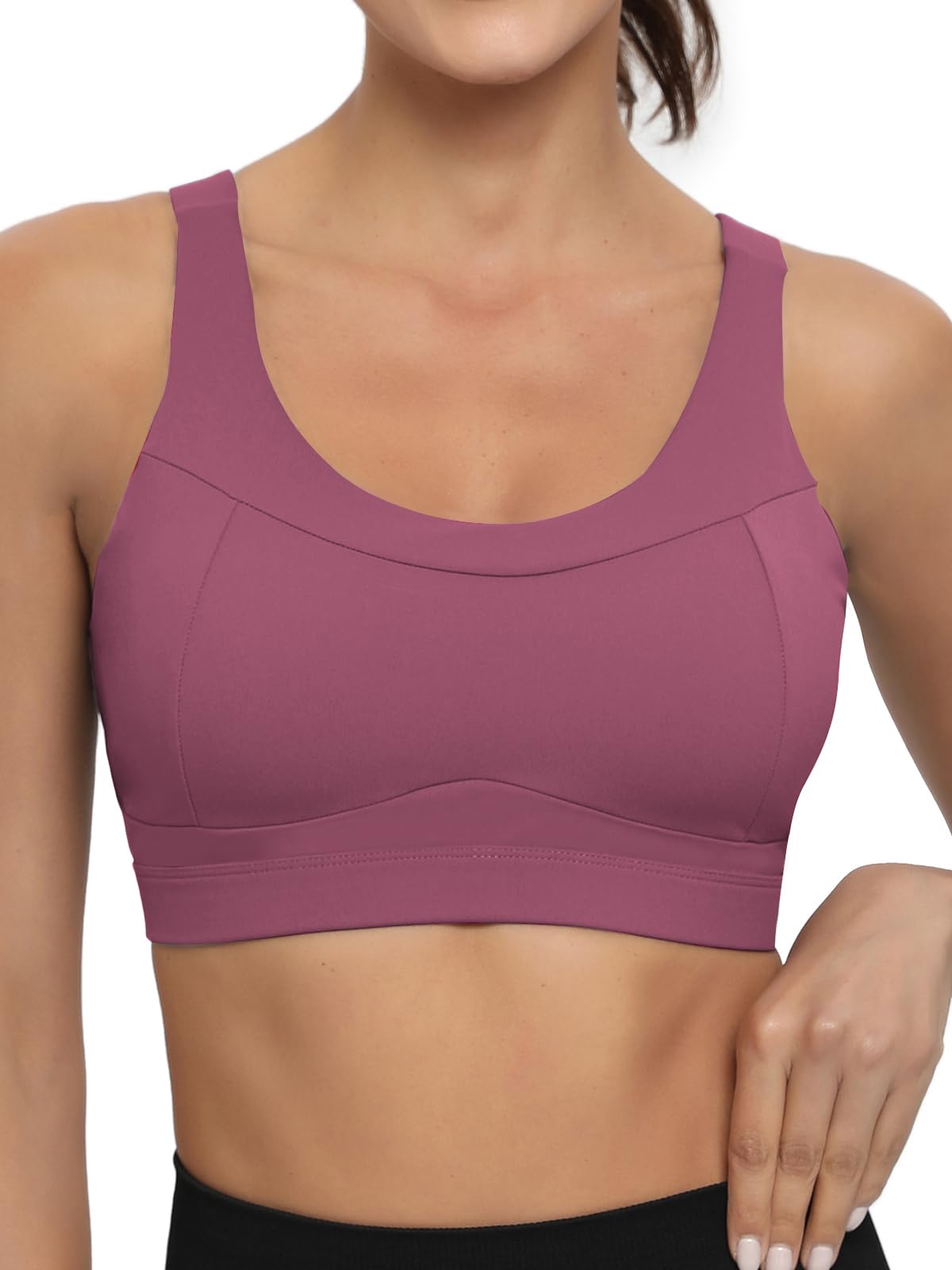 RUNNING GIRL High Impact Sports Bras for Women,Racerback Red Bra Workout Crop Tank Tops Longline Sports Bra Push up(WX2667 Pink,M)