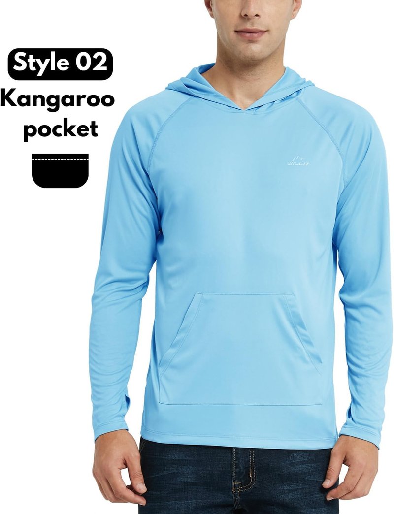 Men's UPF 50+ Sun Protection Hoodie - Lightweight Long Sleeve Rash Guard for Fishing | Outdoor UV Shirt with Pocket