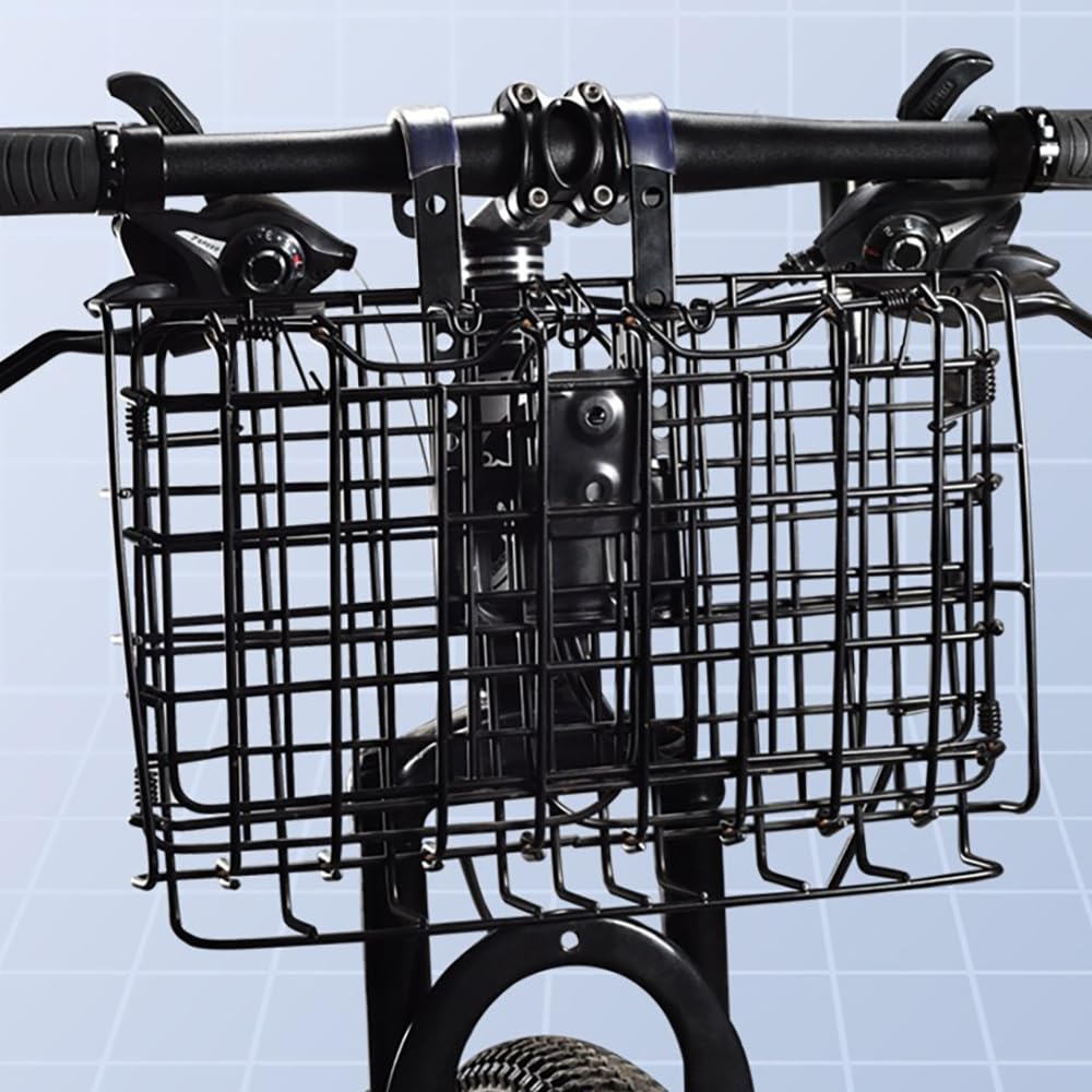 Takelablaze Bike Basket Front/Rear Folding Bike Front Basket Bicycle Wire Basket with Handles Quick Release Design Metal Bike Basket Easy Install to Front Handlebar or Rear Rack
