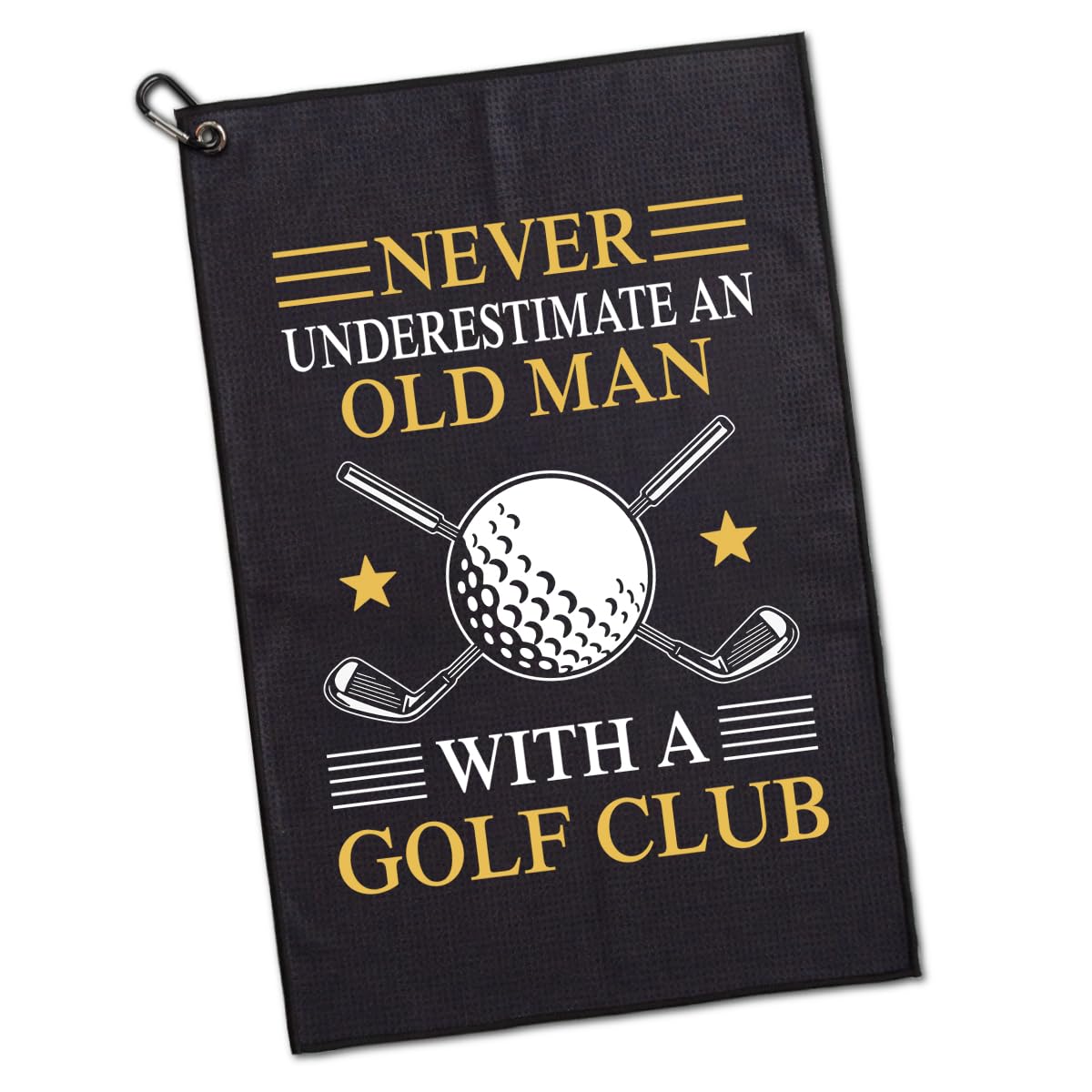 GEYGIE Never Underestimate an Old Man with A Golf Club Printed Microfiber Golf Towel, Funny Golf Towel Gifts and Golf Accessories for Men Dad Grandpa, Birthday Gift for Golf Lover