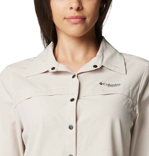 Columbia Women's Summit Valley Woven Long Sleeve Shirt, Dark Stone, Large