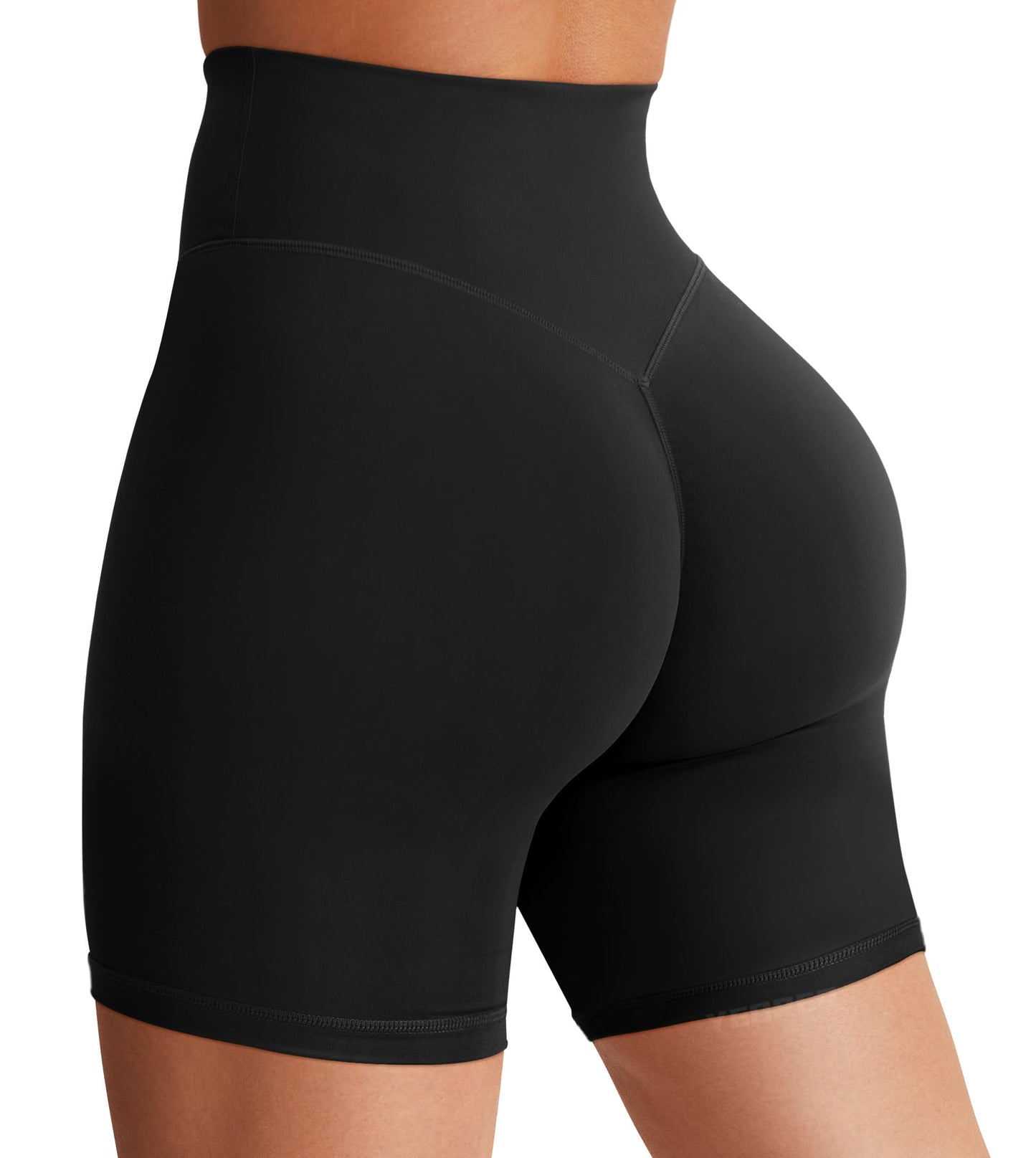 YEOREO SoftHue Women's Biker Shorts Workout Hidden Scrunch Gym Shorts Black