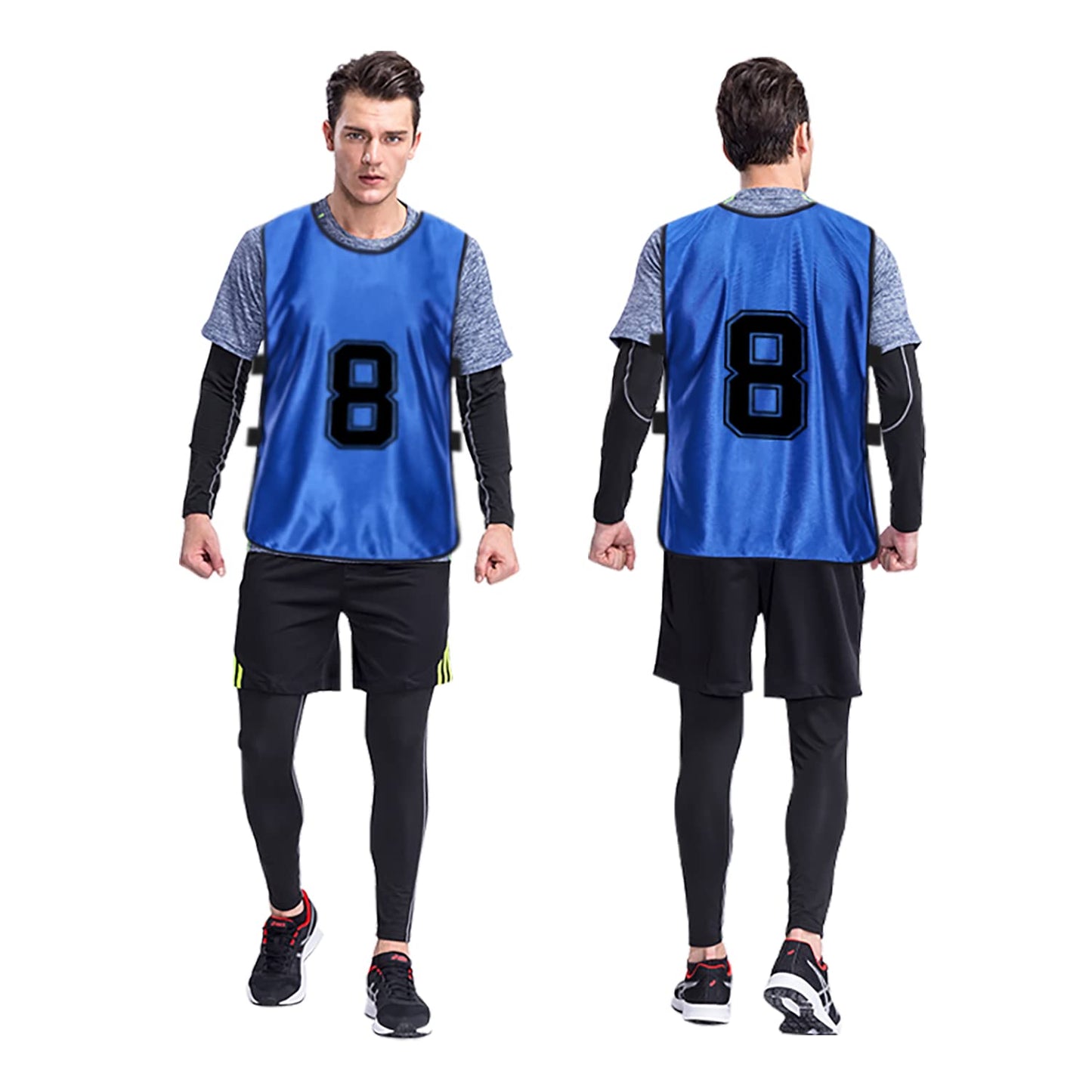 MTTYYD 24 Pack Reversible Numbered Soccer Training Pinnies L-Red,Blue