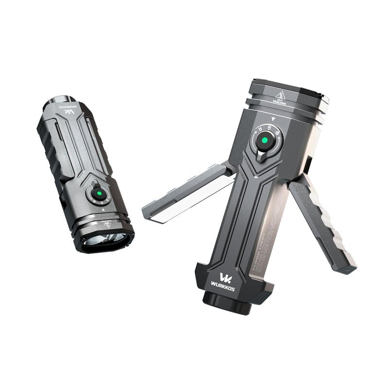 Wurkkos HD02 Rechargeable Flashlight, 3200 Lumens 4-in-1 Light with Spotlight/UV/Green Light & Foldable Side Light, Flat Flashlight with Magnetic, Flash Lights for Camping/Inspection and Everyday Use