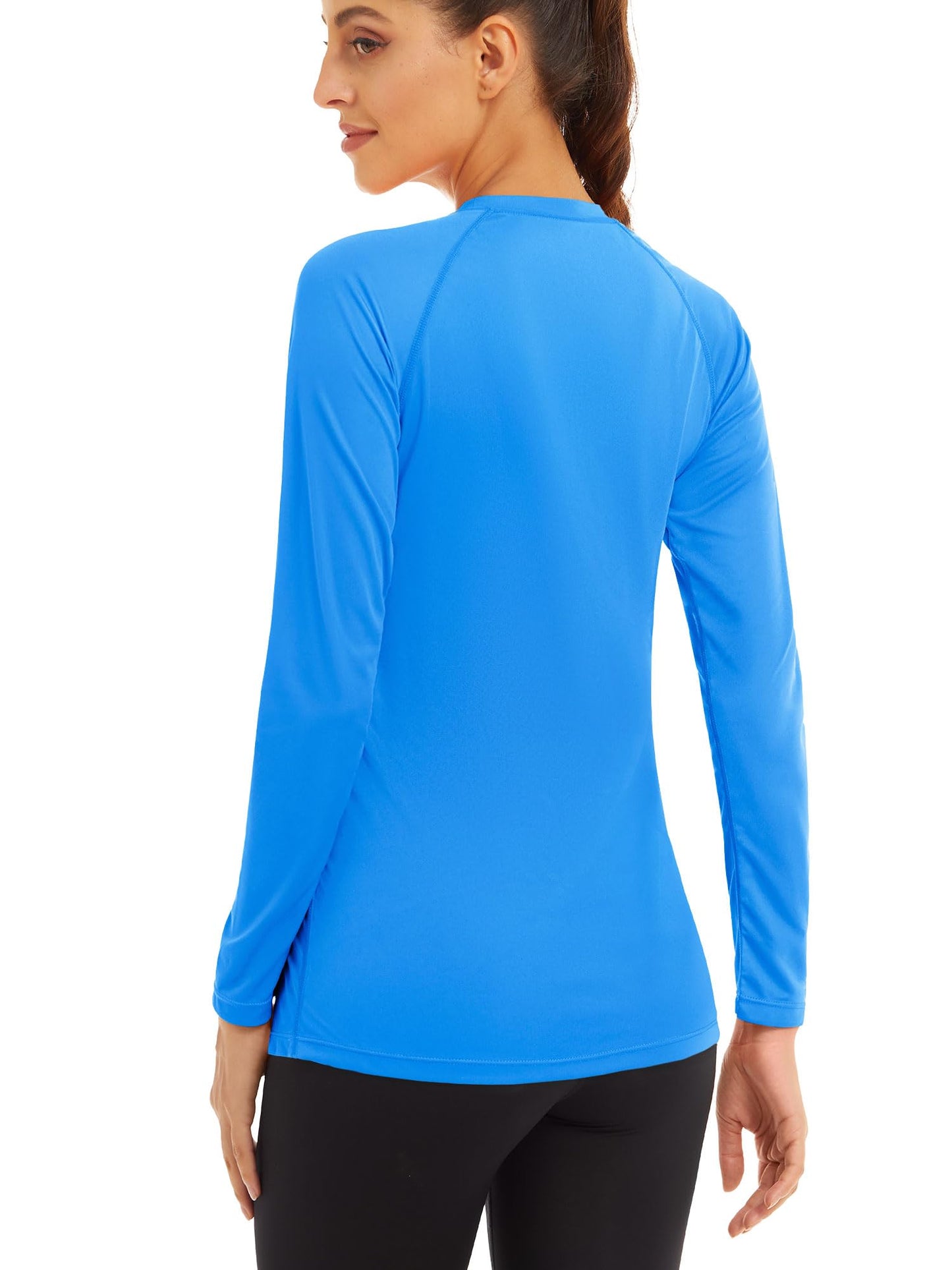 MAGCOMSEN Long Sleeve Shirts for Women Athletic Shirts Women T Shirts for Women Workout Shirts for Women Running Shirts Women Rashguard Shirts Azure