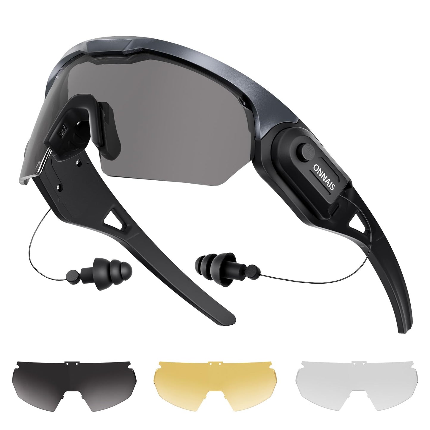 ONNAIS Safety Glasses ANSI Z87.1+ with Earplugs NRR 32dB Gray