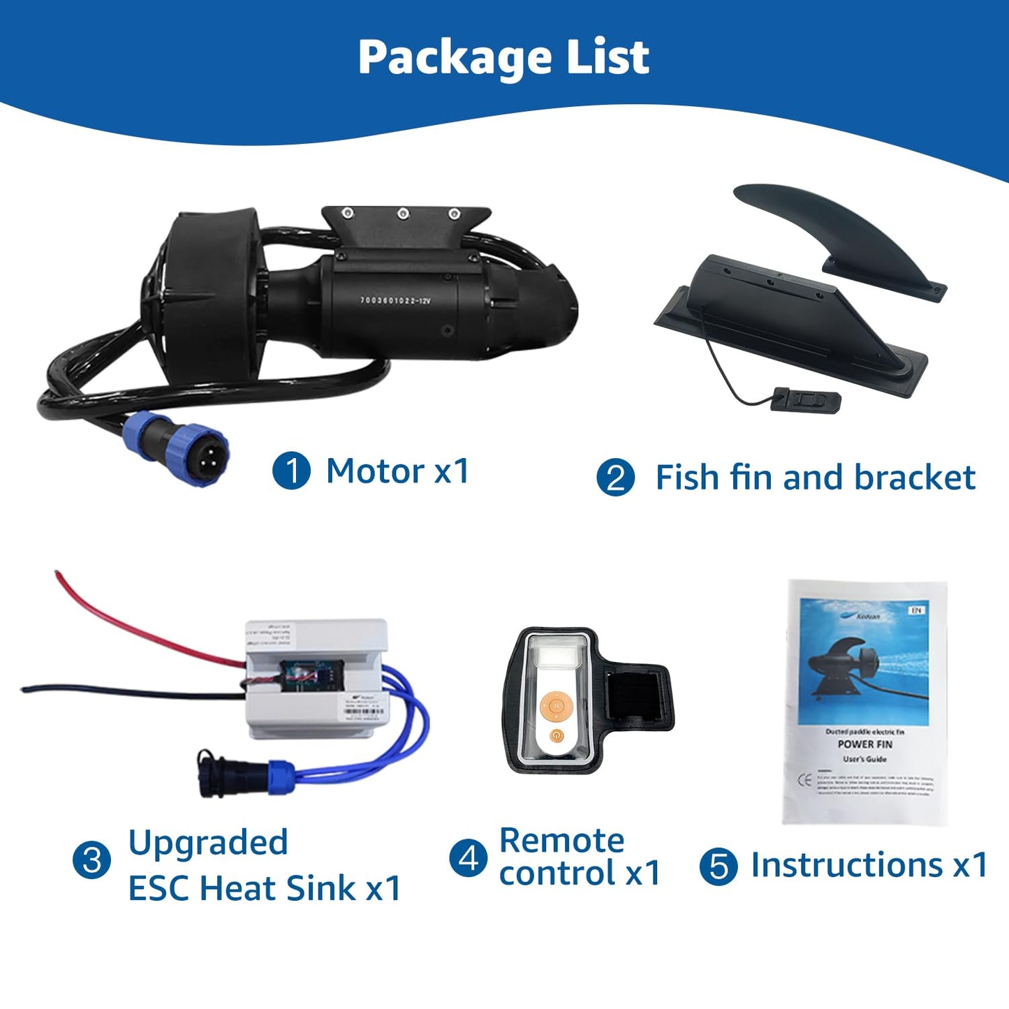 Powerful Fishing Kayak SUP Float Tube Belly Boat Trolling Motor, Underwater Thruster for Paddle Board Electric Fin 600W 28 Lbs Thrust, 9KM/H (Battery not Included)