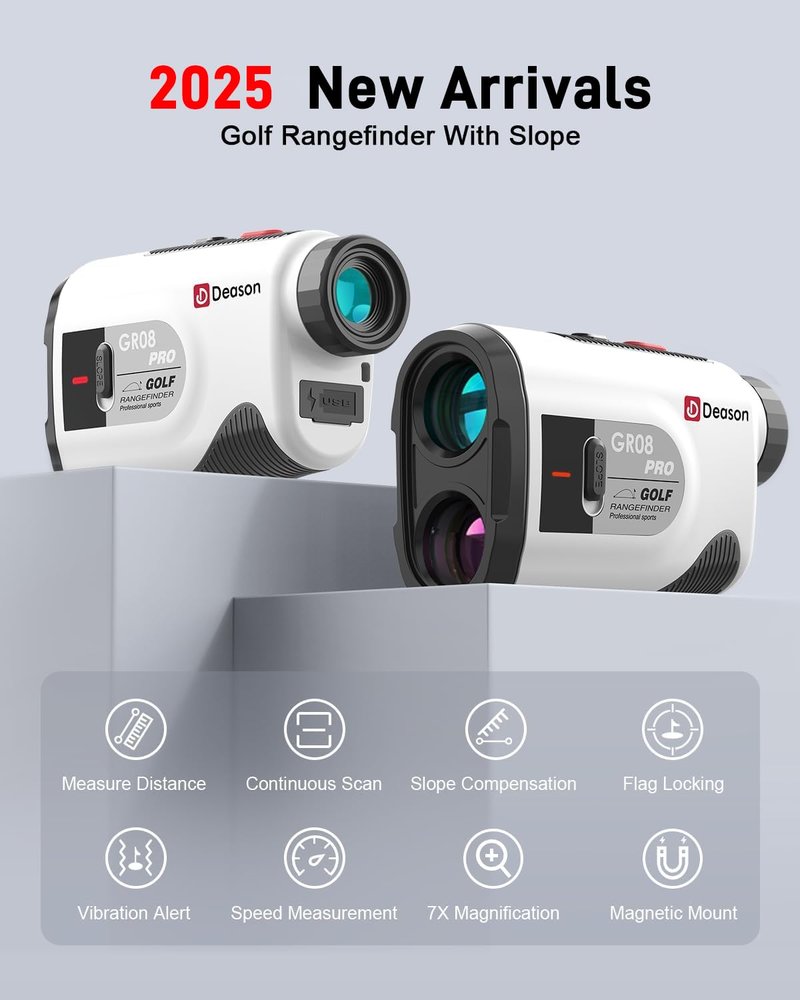 Golf Rangefinder with Slope,1300 Yards Laser Rangefinder,7X Magnification, Rechargeable Range Finders Golfing with Flag Lock Vibration,Speed Mode for Hunting Shooting as Thanksgiving Day Gift (White)