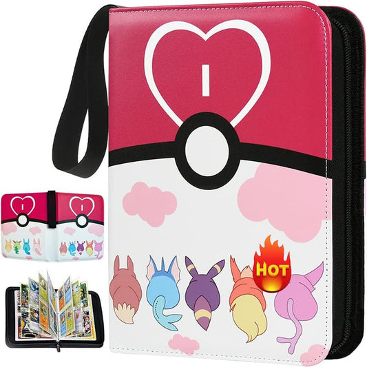 Cute Card Binder 4 Pockets Trading Cards Binders Portable Games Cards with 400 Card Sleeves Collection Storage Carrying Album Case for Boys Girls (Card Binder 2)