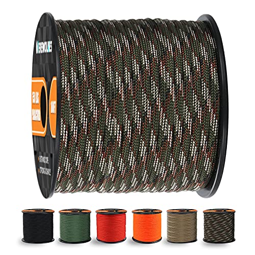 WEREWOLVES 650lb Paracord/Parachute Cord - 9 Strand Paracord Rope - 100', 200' Spools of Parachute Cord, Type III Paracord for Camping, Survival