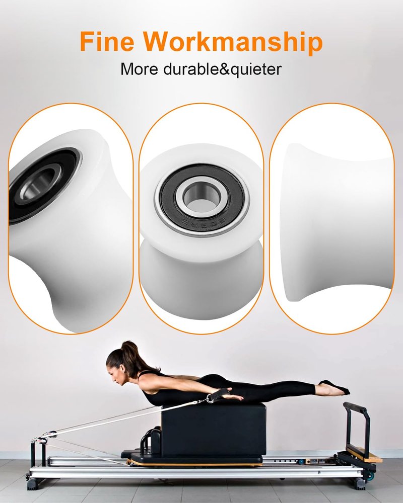 4 Pcs Gym Wheels Replacement Fit for Rollers Wheels DLX DLX II DLX III Adv DLX Pilates Pilates Pro 570 2000 2500 3000 4000, White Total Gym Accessories