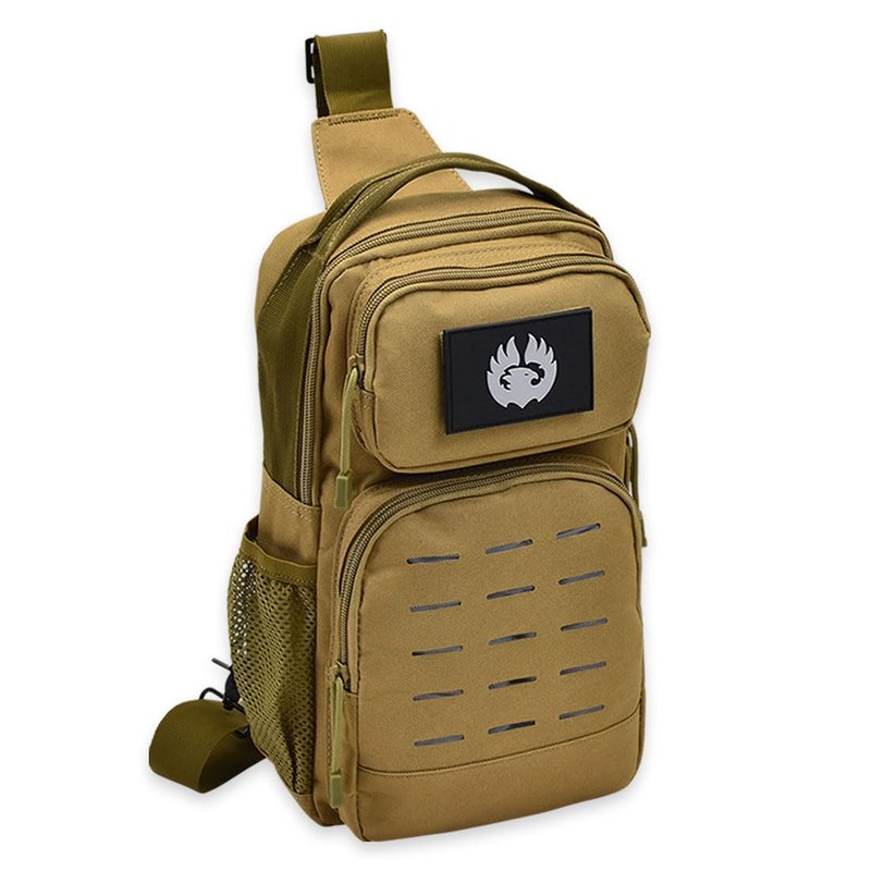 TORCH Sling Bag Single Shoulder Crossbody Backpack Urban Outdoor Sports Military Style MOLLE Travel Pack for EDC Gear V2 Desert