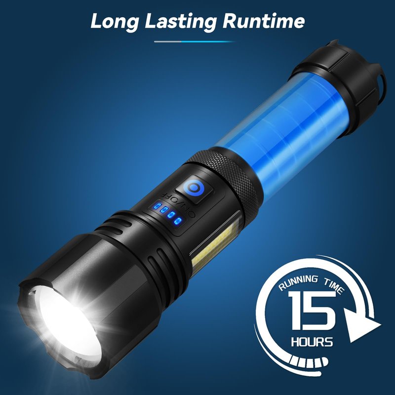 Flashlight Rechargeable Flashlights High Lumens, 99,000 LM Bright LED Flashlight Powered Flash Light, USB Rechargeable Flashlights & Waterproof Handheld Flash lights for Home Camping Hiking(2 Pack)
