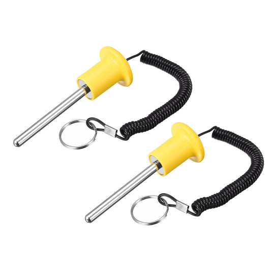 uxcell 8mm x 80mm Weight Stack Pin with Pull Rope Magnetic Strength Training Equipment Accessories for Fitness Training Yellow 2pcs