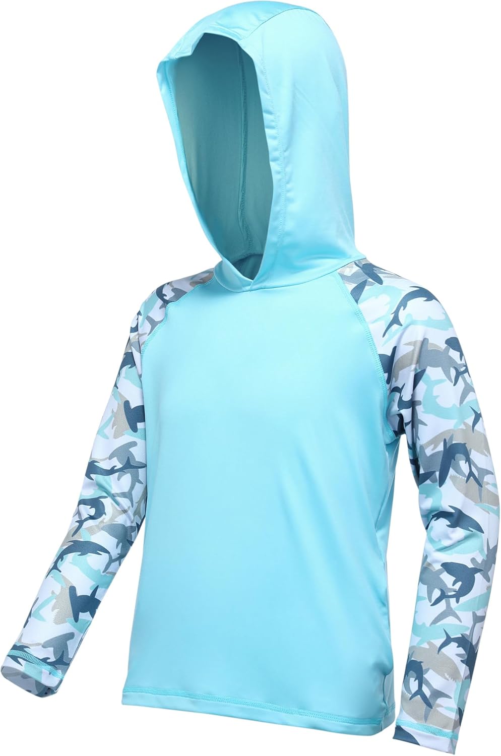 Boys Rash Guard Swim Hoodie - UPF 50+ UV Sun Protection Long Sleeve Fishing Shirt | Kids Youth SPF Water Shirt