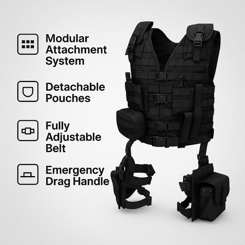 Barska BI12016 Loaded Gear VX-100 Tactical Vest and Leg Platform, Black, One Size