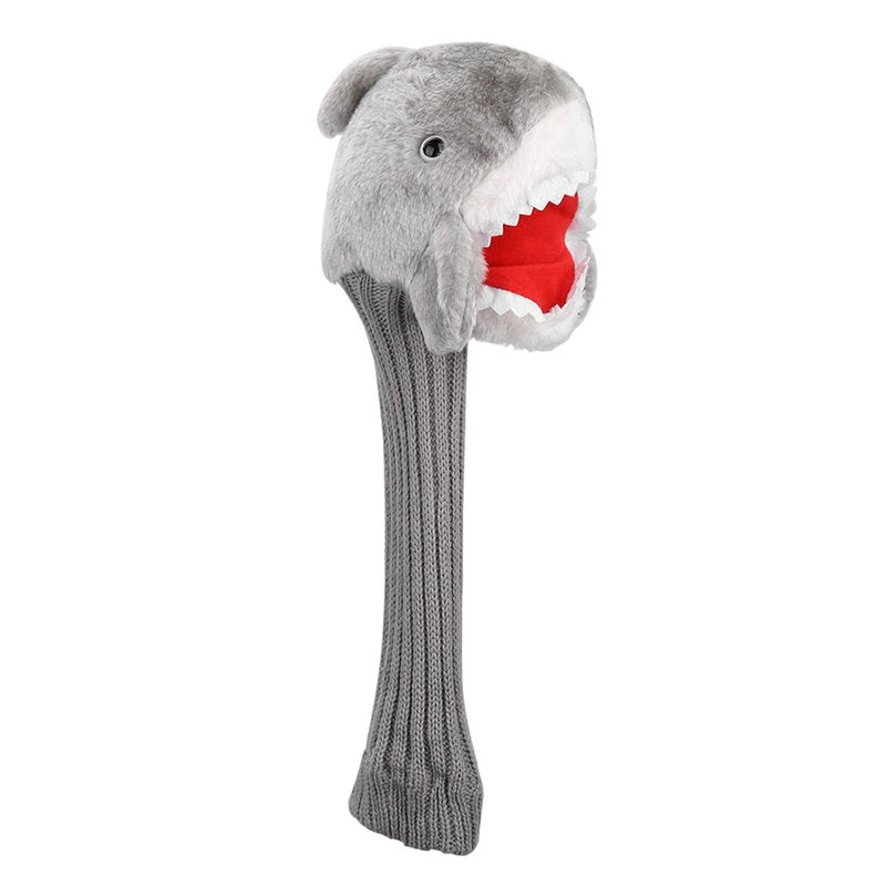 Joyzan Golf Headcovers, Knit Club Head Cover Shark Plush Cloth Portable Putter Driver Protector Funny Animal Handmade Protection Accessories Long Neck Pom Well Fairway Hybrid Woods Set Bag Men Women