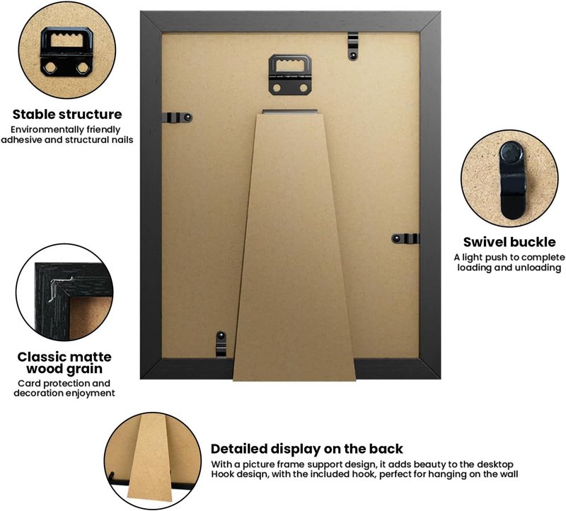 Sports Card Display Frame - Tempered Glass Wall Mount/Tabletop Case for Baseball, Basketball, Football & Hockey Cards | 6''x 8'', Black
