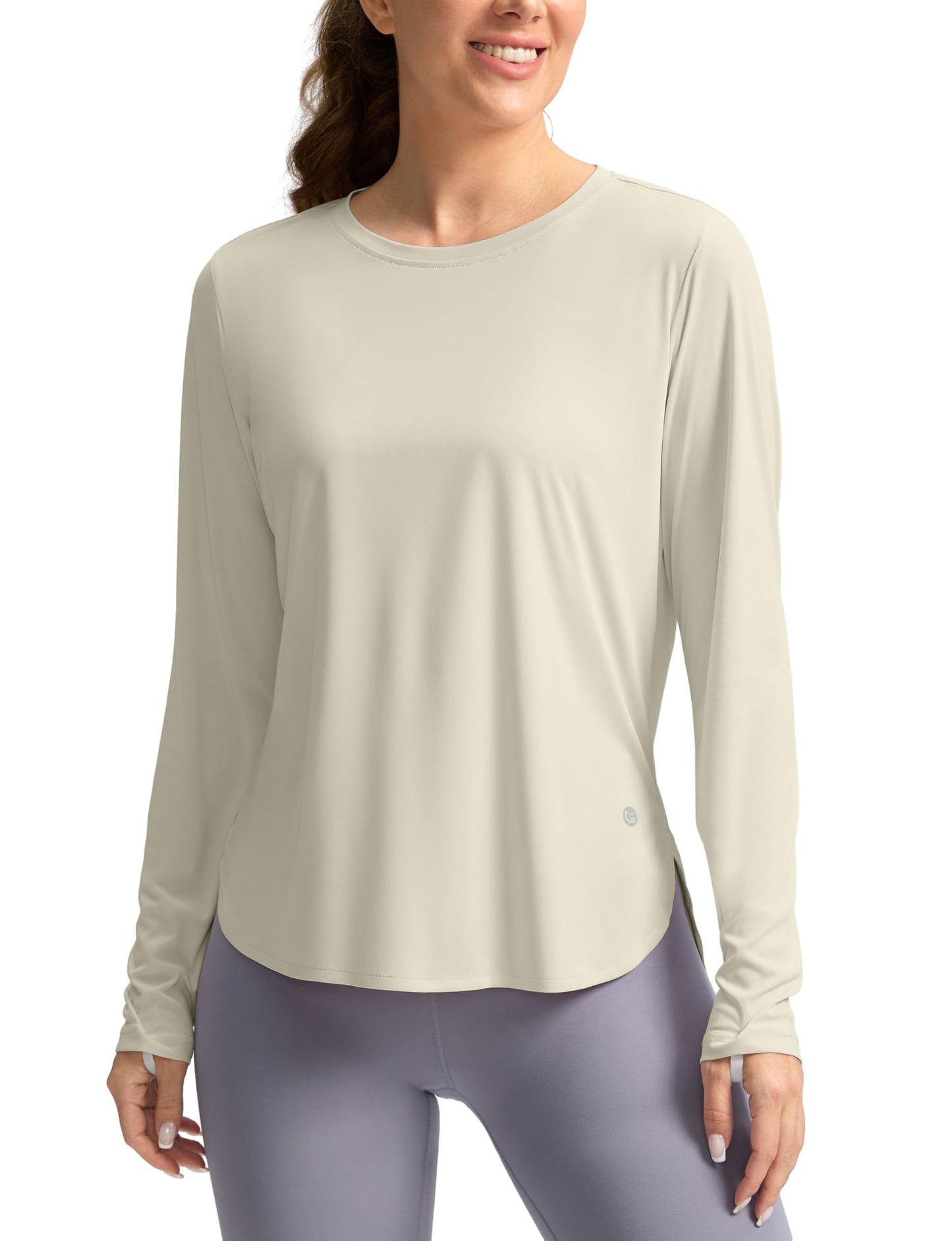 Women's Sun Shirts UPF 50+ Long Sleeve UV Protection Shirt Lightweight Quick Dry Workout Hiking Tops for Women(Oatmeal,XXXL)